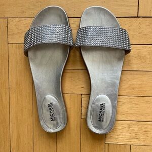 Michael Kors Silver Rhinestone Sandals Sz 7